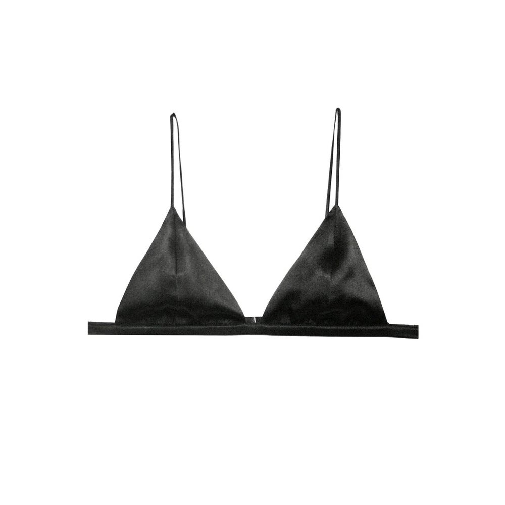 Fleur du Mal Luxe Triangle Bra Thong Black Small